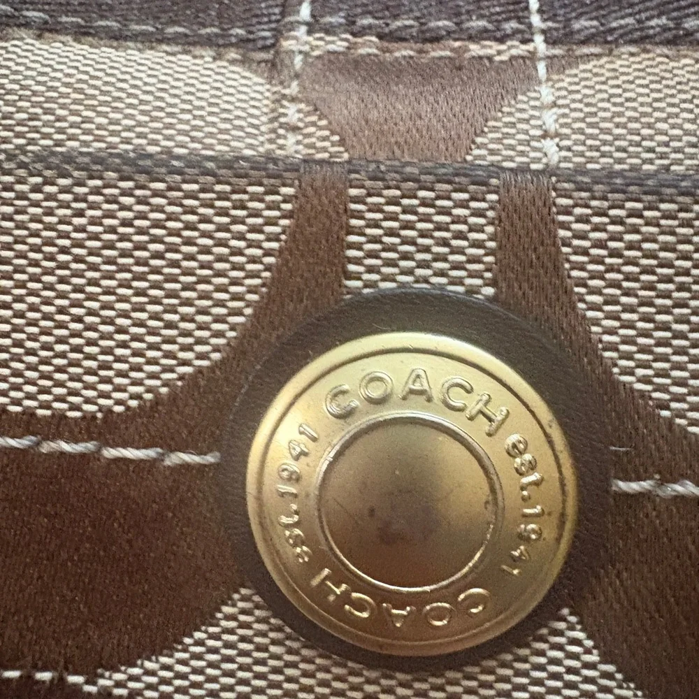 Coach Signature Stripe Tote with Coach Mink Bear Fob, Medallion and Hangtag. - Picture 9 of 17